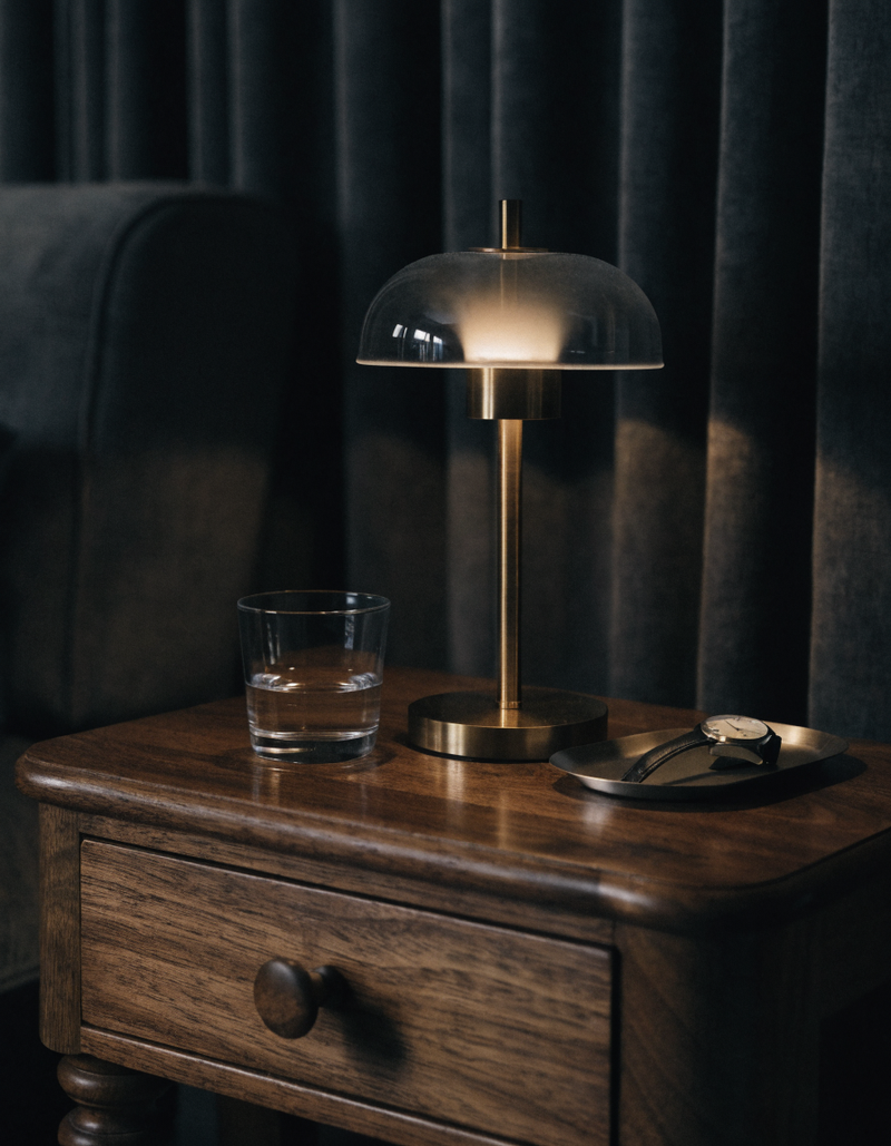 Nightstand at dusk — stress and recovery